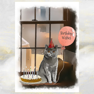 British Shorthair Cat Birthday Card