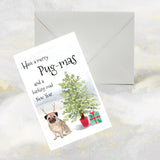Pug Dog Christmas Card