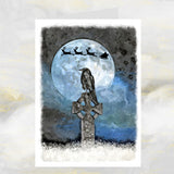 Gothic Raven Art Christmas Card, Raven Xmas Card, Alternative Christmas Greetings Card