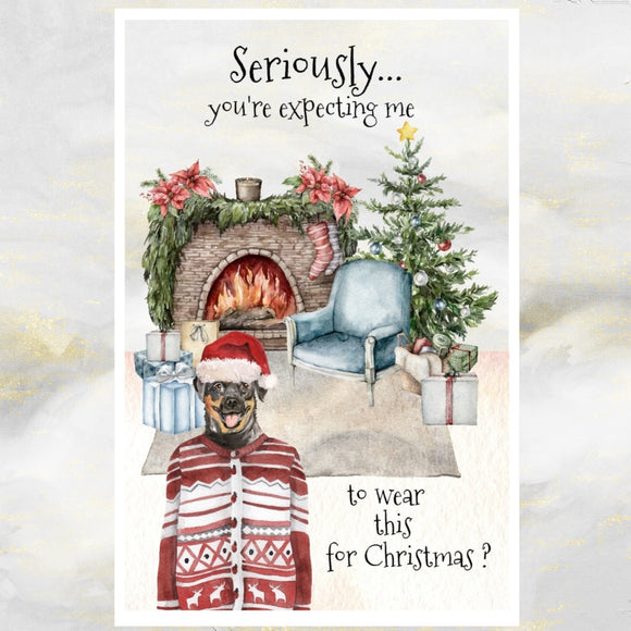 Rottweiler Dog Christmas Card