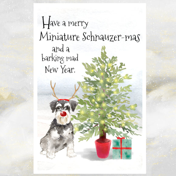 schnauzer dog christmas card saddlemount cards