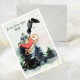 Gothic Crow Christmas Greetings Card