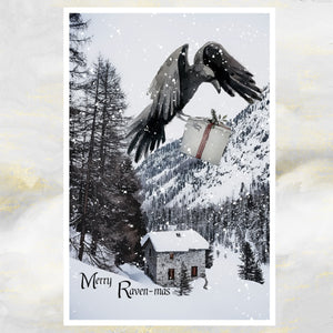 Gothic Raven Christmas Greetings Card