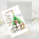 Staffordshire Bull Terrier Dog Christmas Card, Funny Staffy Dog Christmas Card, Staffy Dog, Funny Dog Christmas Card.