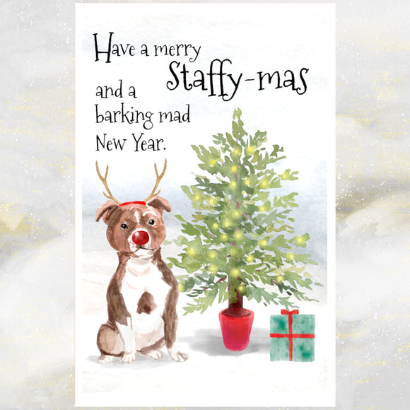 Staffordshire Bull Terrier Dog Christmas Card