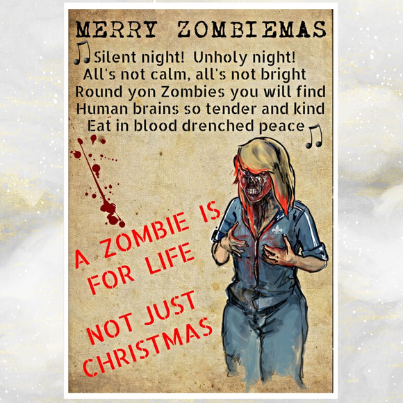 Zombie Christmas Card, Merry Zombiemas.